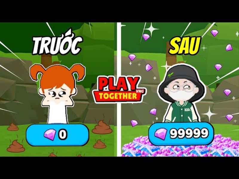 Tải Hack Play Together VNG (Full Tiền, 99999 Kim Cương) v2.18.1 4 99999 Kim Cương Trong Hack Play Together VNG