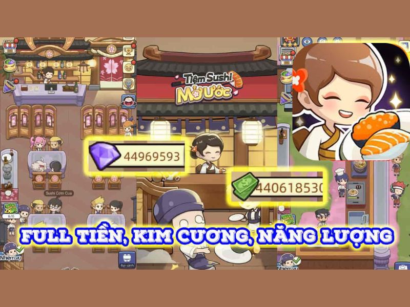 Tải Hack Tiệm Sushi Mơ Ước (Full Tiền, Kim Cương) v4.10.7 4 Các Tính Năng Mod Nổi Bật Tại Hack Tiệm Sushi Mơ Ước