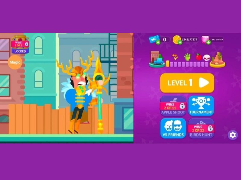 Tải Hack Bowmasters (Full Nhân Vật, Full Tiền, Full Kim Cương) v9.2.0 3 Chế độ chơi phong phú trong Hack Bowmasters