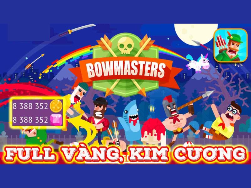 Tải Hack Bowmasters (Full Nhân Vật, Full Tiền, Full Kim Cương) v9.2.0 5 Full tiền, full kim cương trong Hack Bowmasters