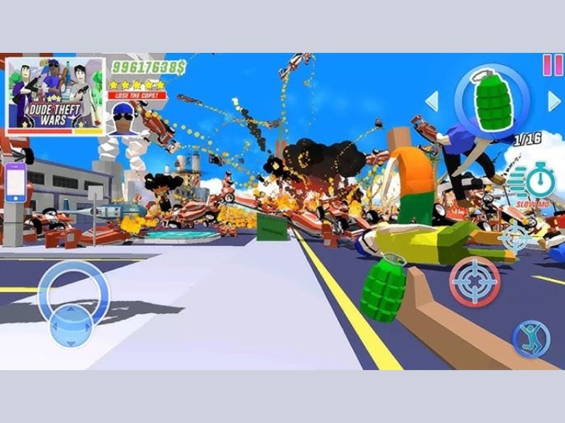 Xe và vũ khí cực phong phú trong Hack Dude Theft Wars