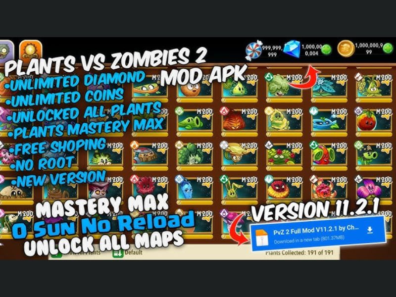 Tải Plants Vs Zombies 2 Hack (Mở Khóa Tất Cả, Menu, Vô Hạn Tiền) V12.6.1 4 Plants Vs Zombies 2 Hack vô hạn tiền
